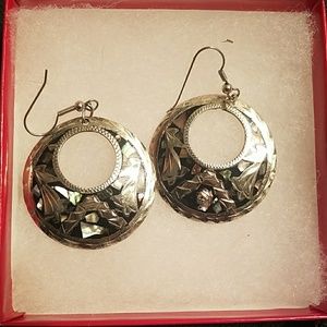 Alpaca Silver Abalone Earrings - Alpaca, Mexico